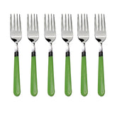 Stainless steel dining forks set of 6 with comfortable grip for home use.
